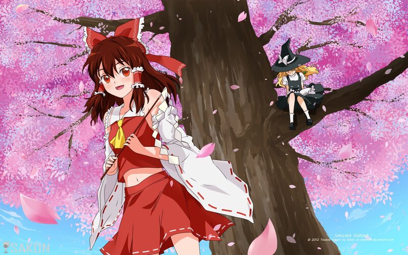 Cherry blossom shrine scene