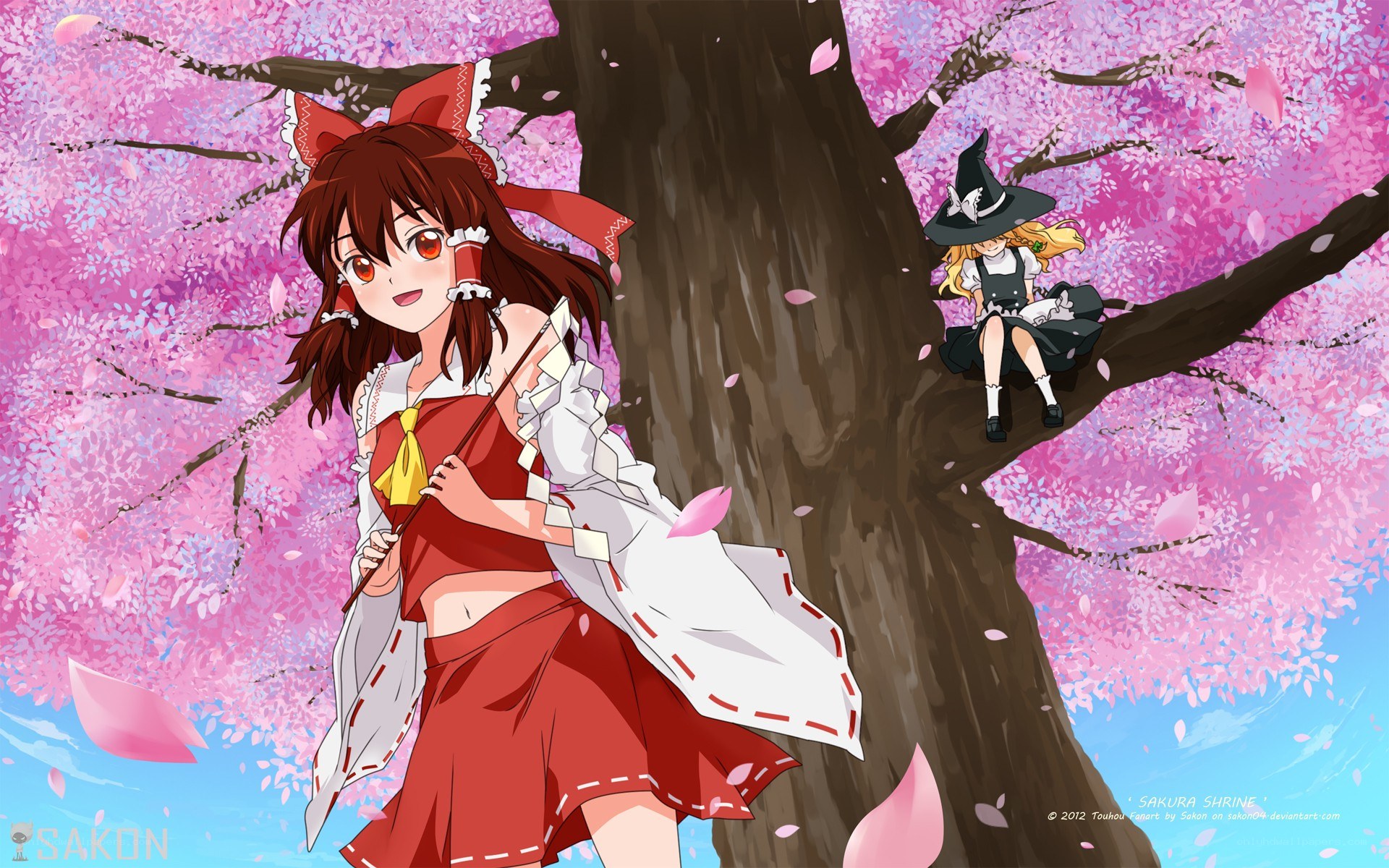 Cherry blossom shrine scene