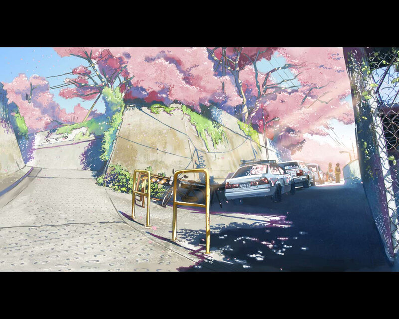 Cherry blossom street scene