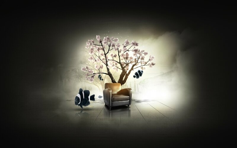 Cherry Blossom Tree — Black, Dreamy, Spring