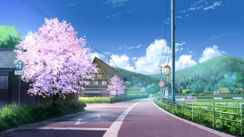 Cherry Blossom Tree — Blue, Serene, Spring, Anime
