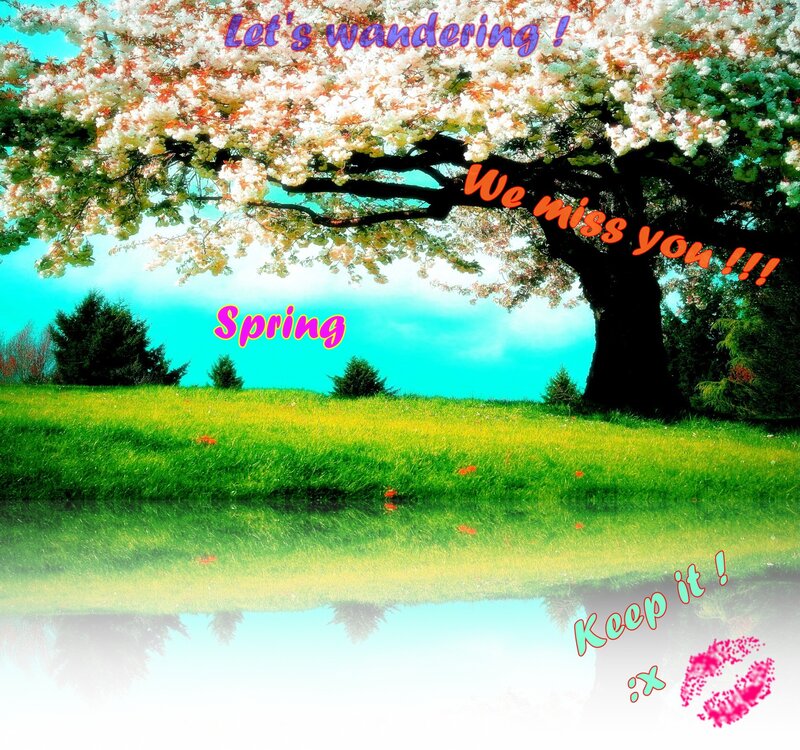 Cherry Blossom Tree — Green, Serene, Spring, Digital Art