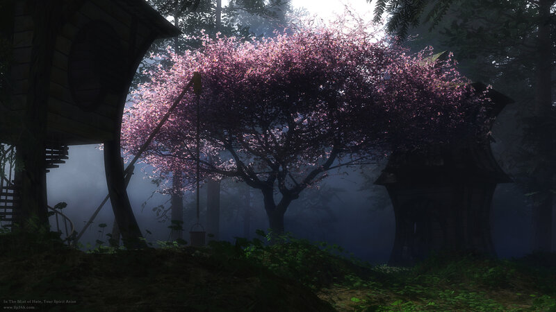 Cherry Blossom Tree in Forest — Purple