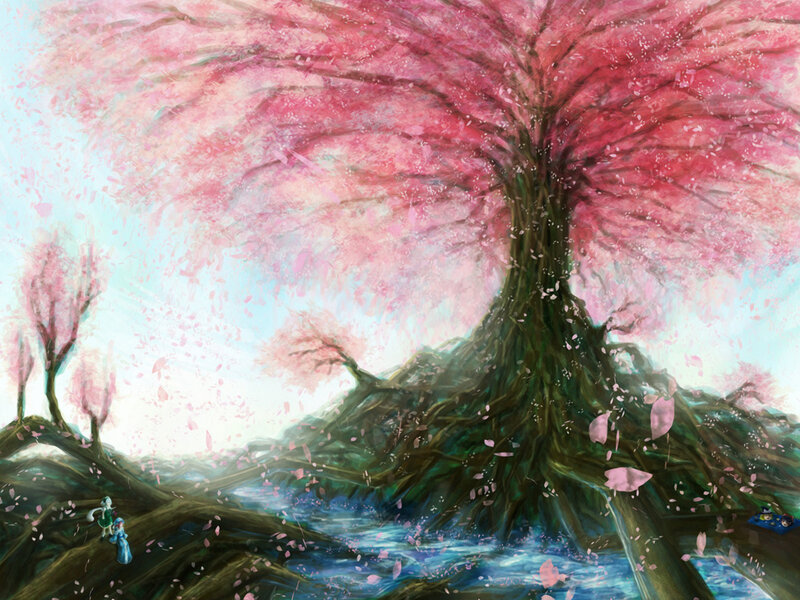 Cherry blossom tree landscape