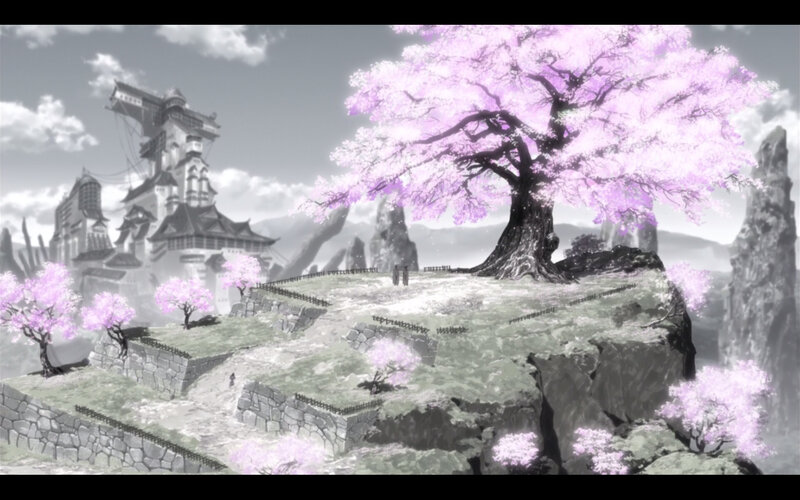 cherry blossom tree on cliff