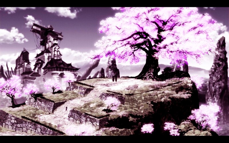 Cherry Blossom Tree on Hill — Purple