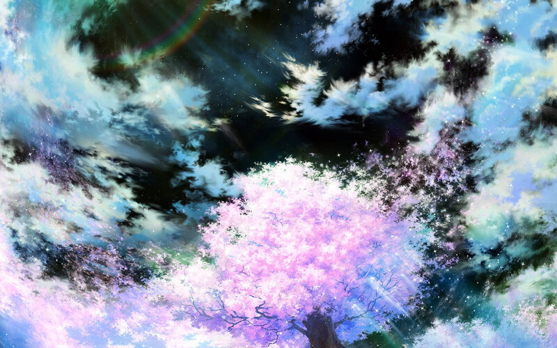 Cherry Blossom Tree — Pink, Dreamy, Night