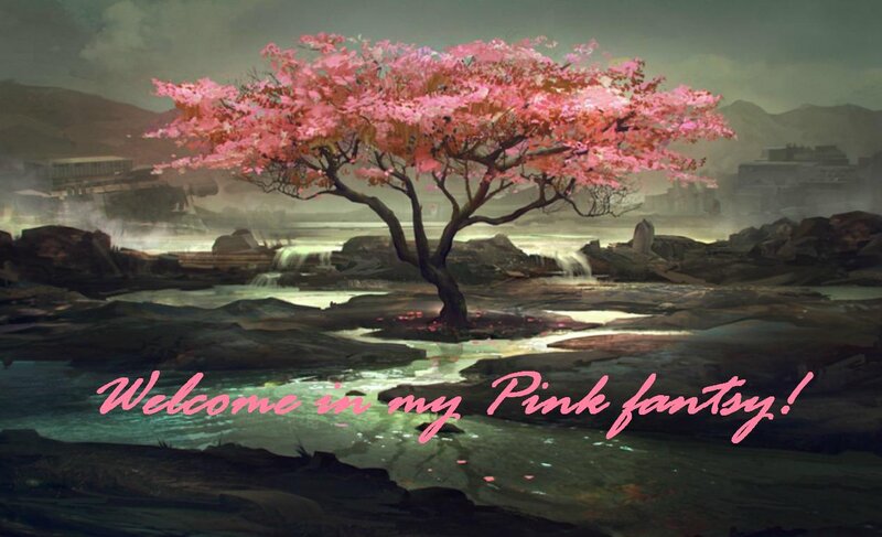 Cherry Blossom Tree — Pink, Serene, Spring, Digital Art, River, Mountains, Waterfall