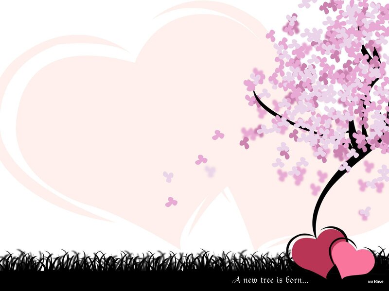 Cherry Blossom Tree — Pink, Serene, Spring, Illustration, Heart