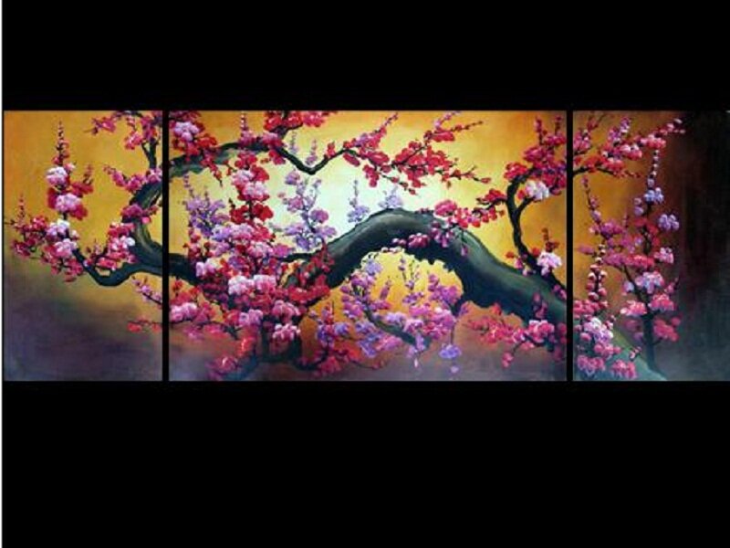 Cherry Blossom Tree — Pink, Serene, Spring, Painting, Flowers