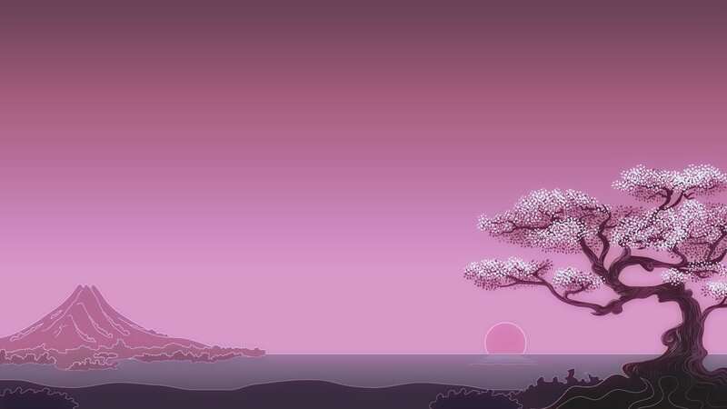 Cherry Blossom Tree — Pink, Serene, Sunset
