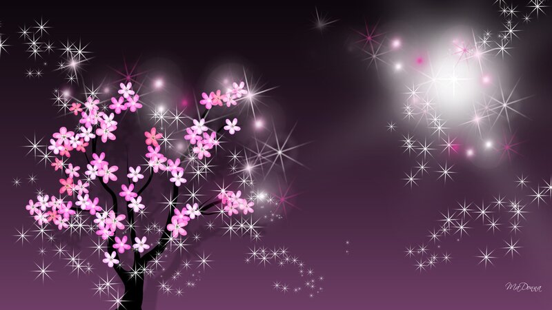 Cherry Blossom Tree — Purple, Dreamy, Night
