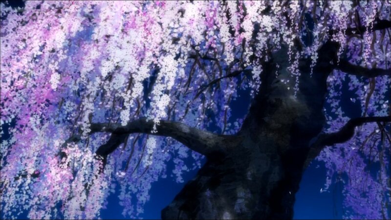 Cherry Blossom Tree — Purple, Serene, Night, Anime