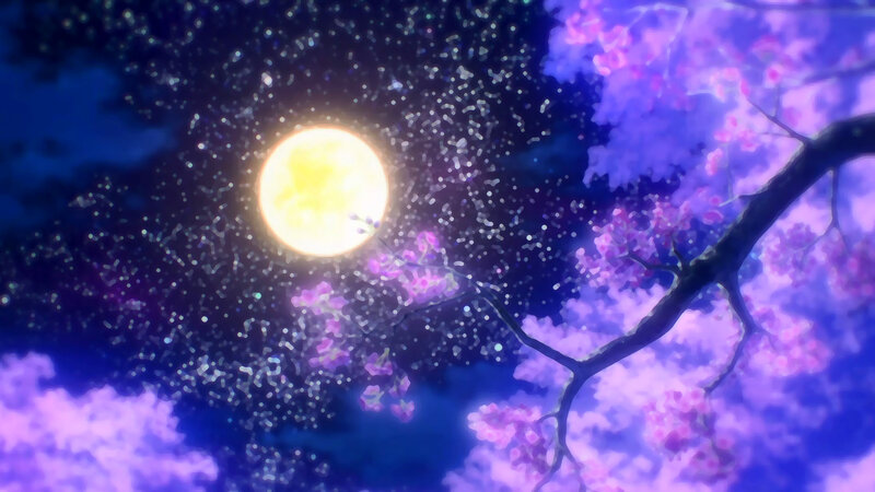 Cherry Blossom Tree under Moon — Purple