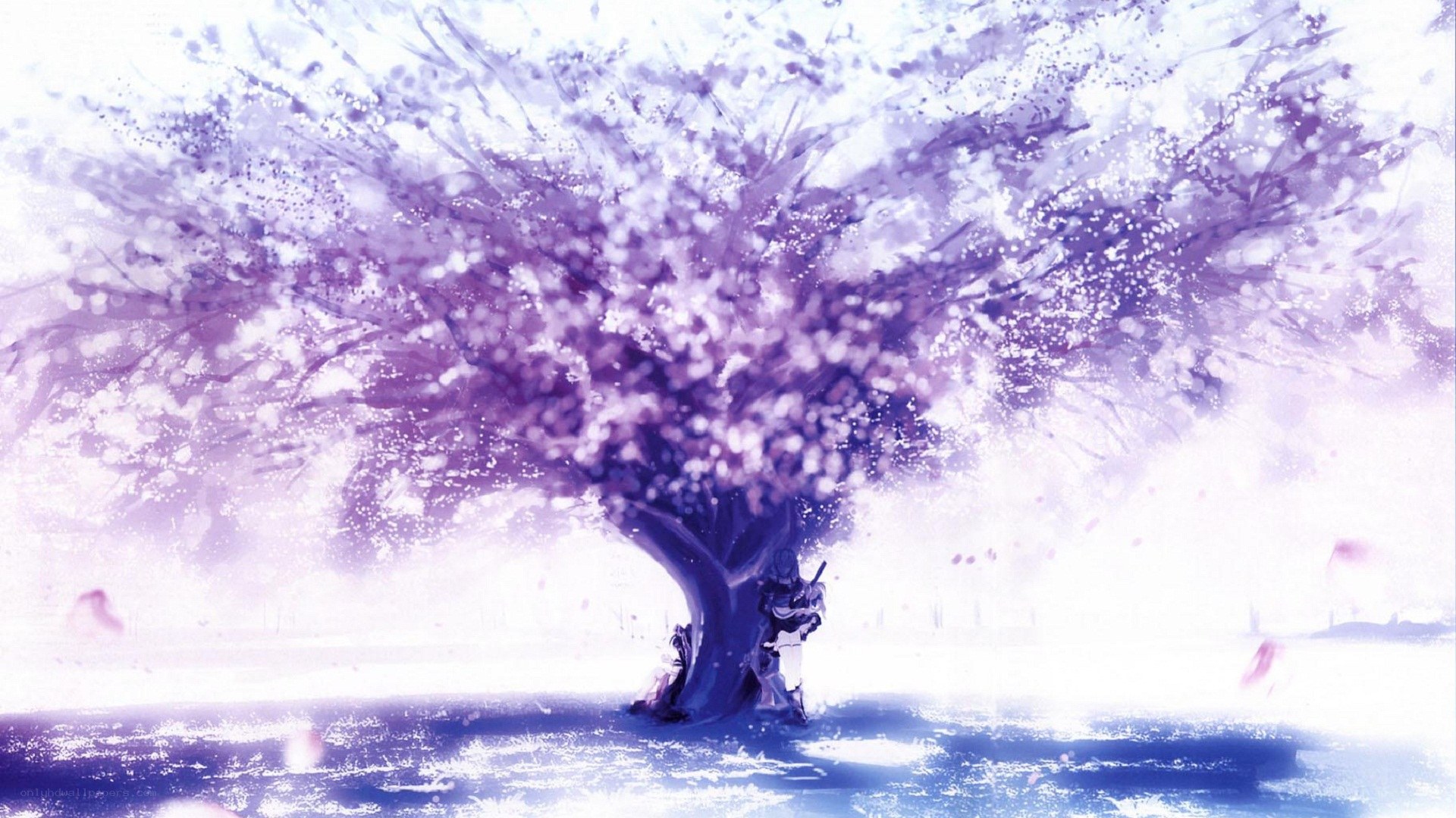 Cherry blossom tree with figures