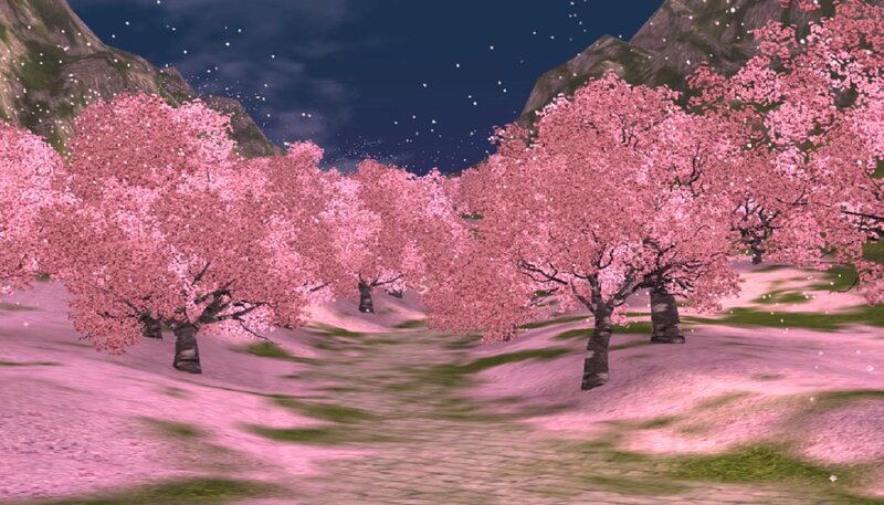 Cherry Blossom Trees — Pink, Serene, Night, 3d Render
