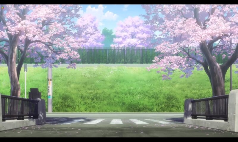 Cherry Blossom Trees — Pink, Serene, Spring, Anime, Grass