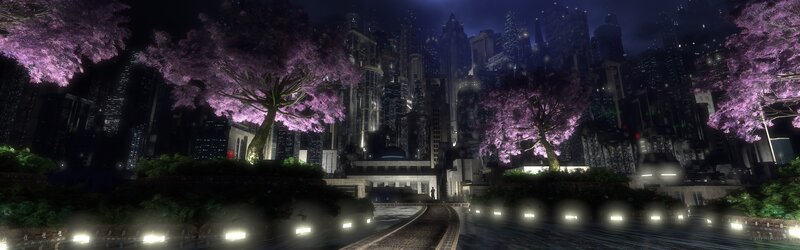 Cherry Blossom Trees — Purple, Serene, Night, Digital Art