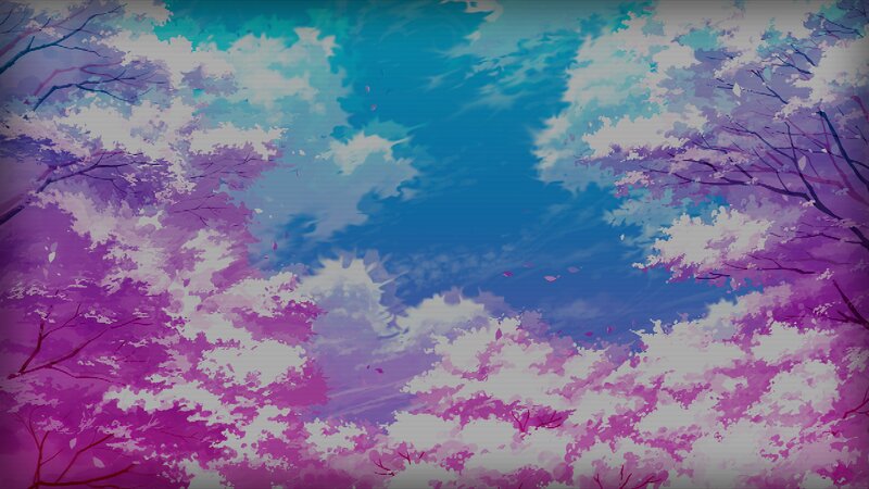 Cherry Blossom Trees — Purple, Serene, Spring, Digital Art, Sky