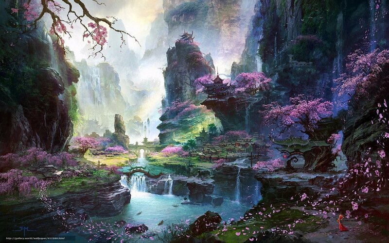 Cherry blossom valley temple