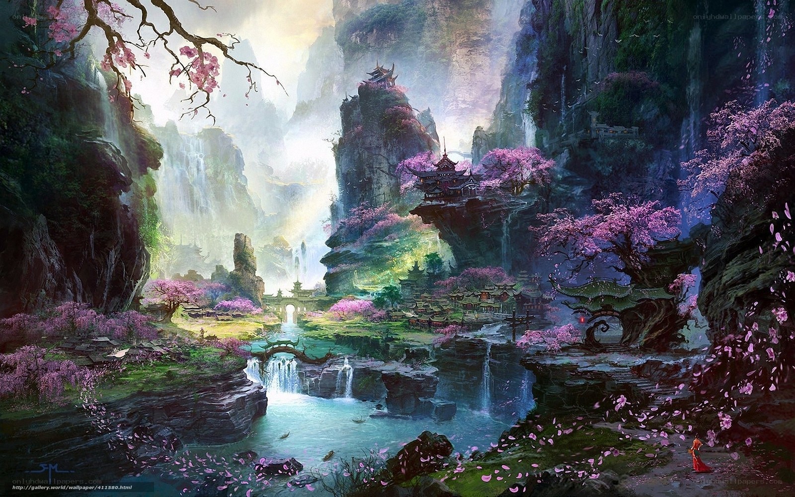 Cherry blossom valley temple