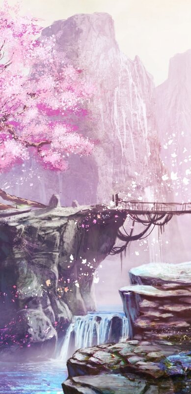 Cherry Blossom Waterfall
