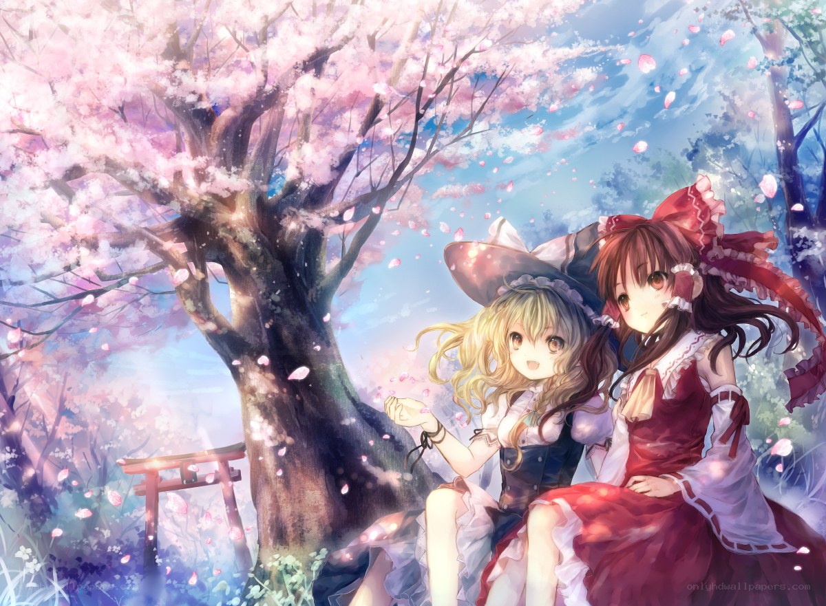 Cherry blossom with two girls