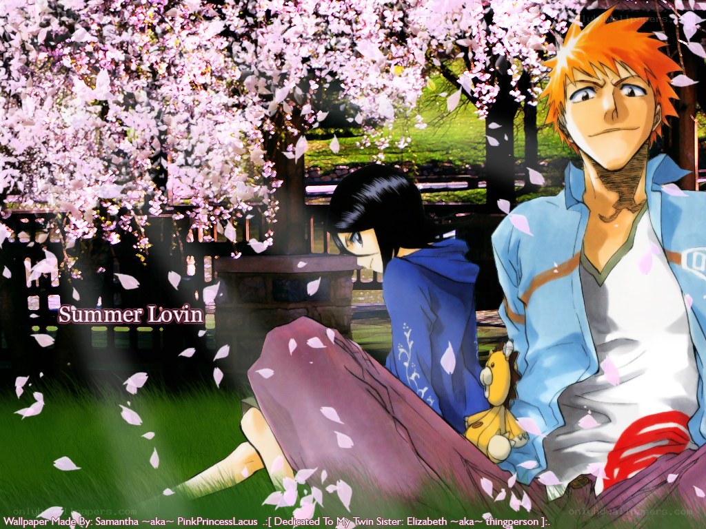 Cherry blossoms and anime couple