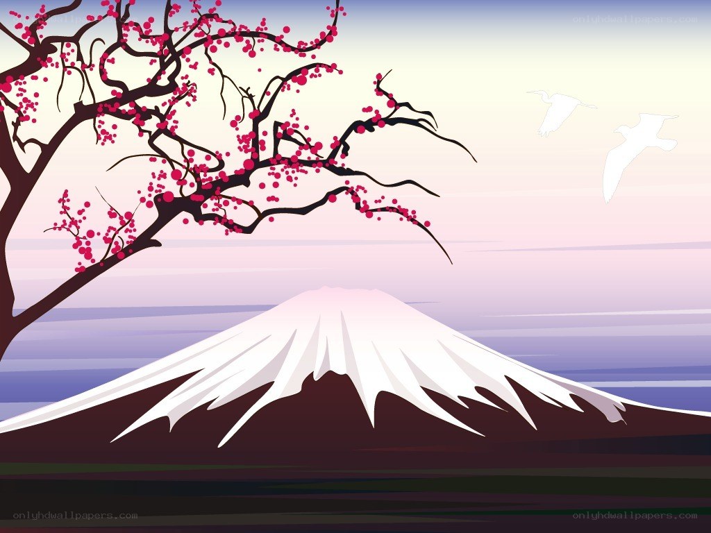 Cherry blossoms and Mount Fuji