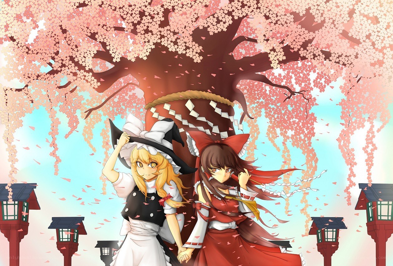Cherry blossoms and two girls