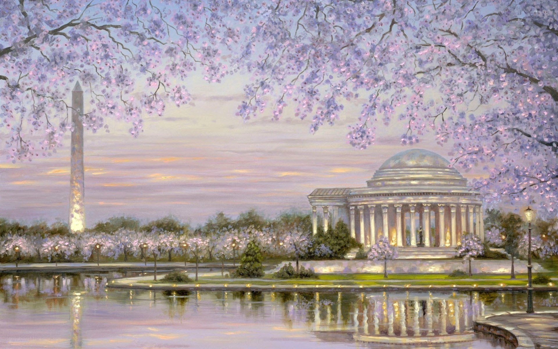 Cherry blossoms at Jefferson Memorial