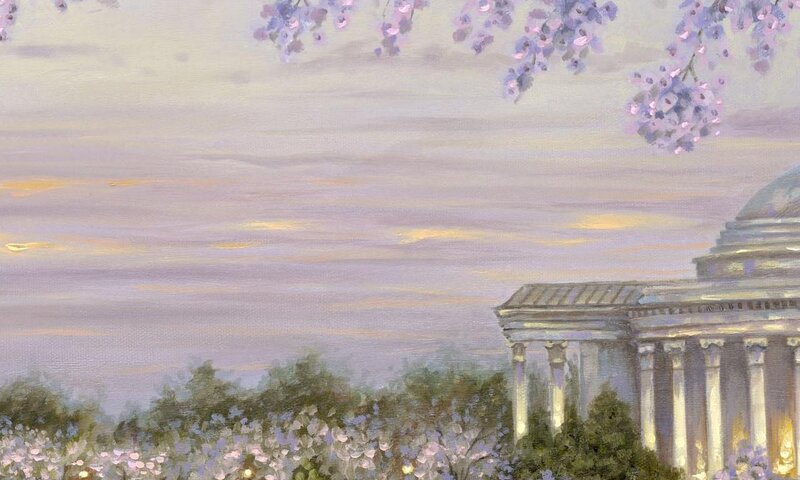 Cherry blossoms at sunset