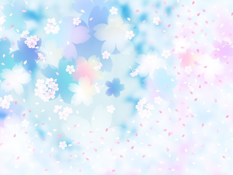 Cherry Blossoms Falling — Blue, Serene, Spring