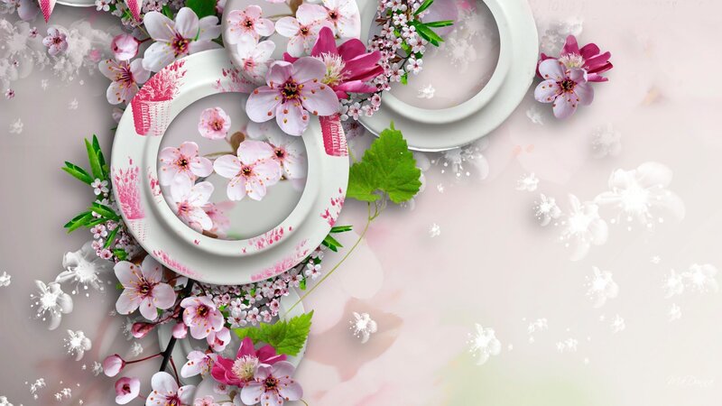 Cherry Blossoms on Plates