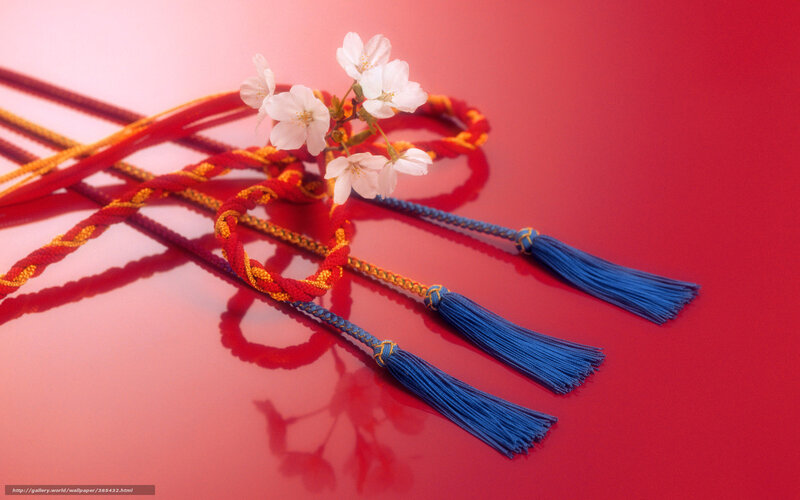 cherry blossoms with braided cords