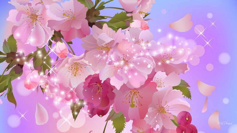 Cherry Blossoms with Sparkles