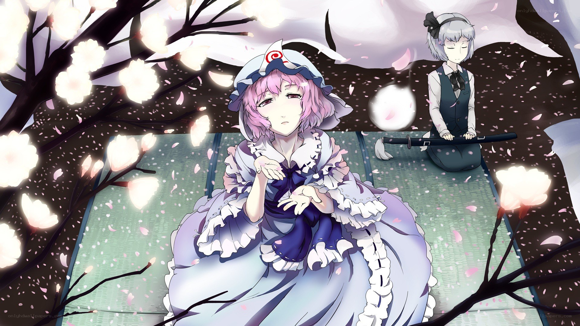 Cherry blossoms with two girls