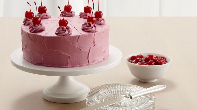 Cherry Cake on Stand — Pink