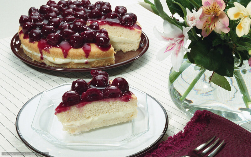 Cherry Cake Slice — White, Calm, Photograph