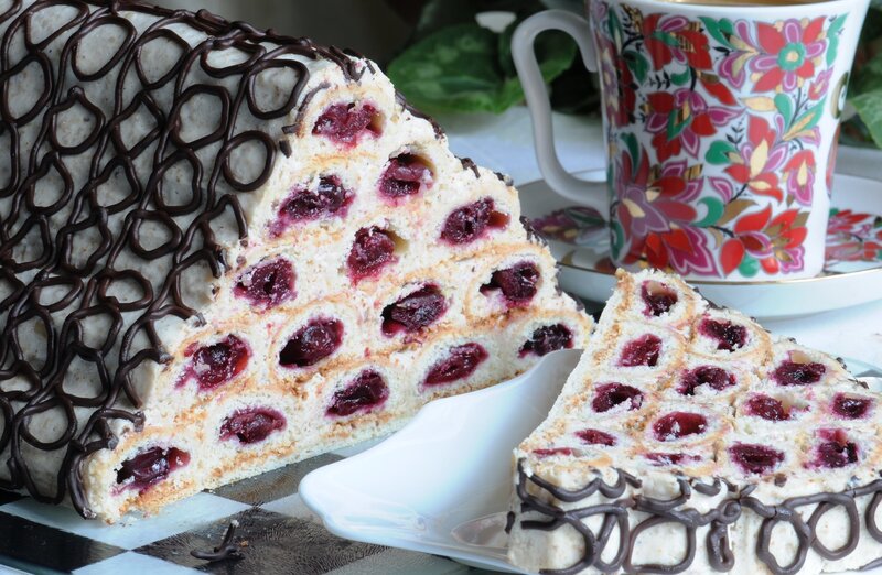Cherry Cake Slice — White, Calm