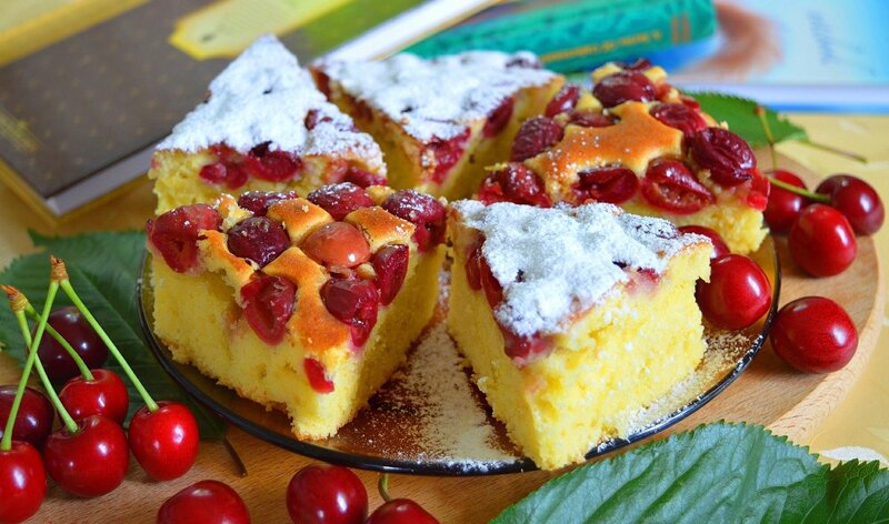 Cherry Cake Slices