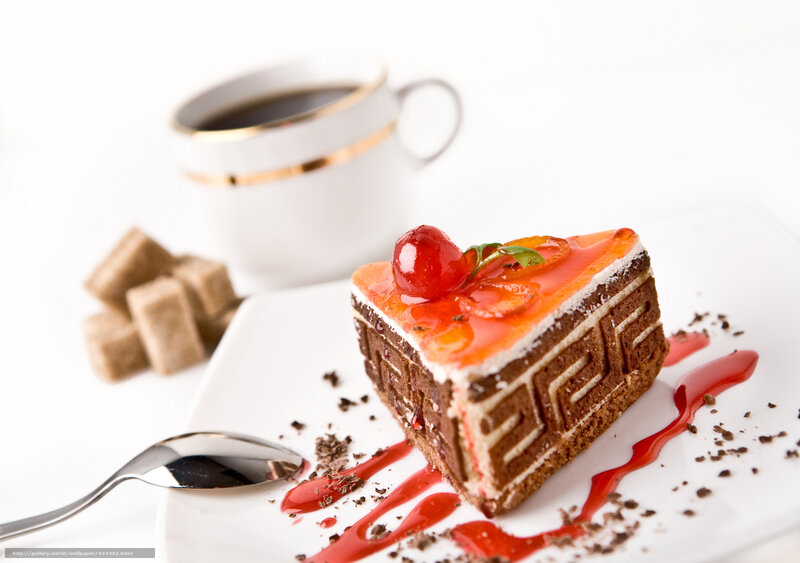 cherry cake with coffee