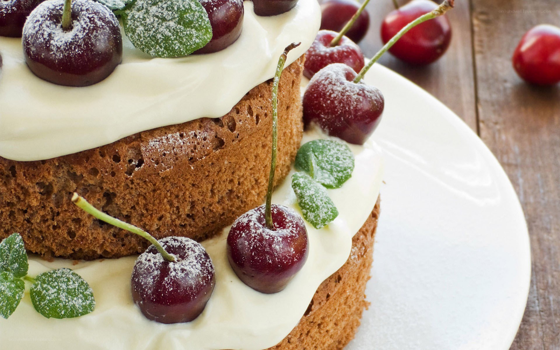 cherry cake with cream