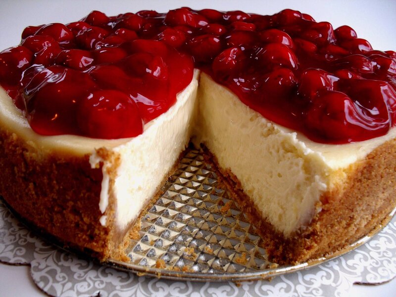 Cherry Cheesecake — Red, Appetizing, Photograph