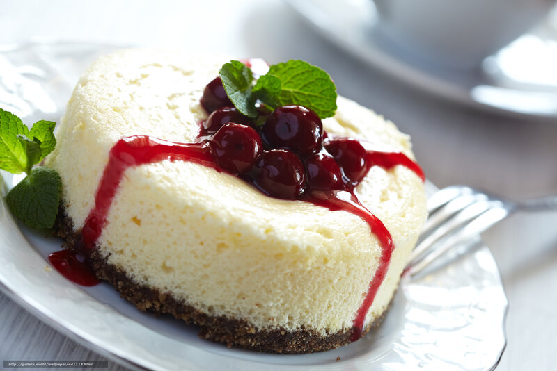 Cherry Cheesecake — White, Appetizing, Photograph