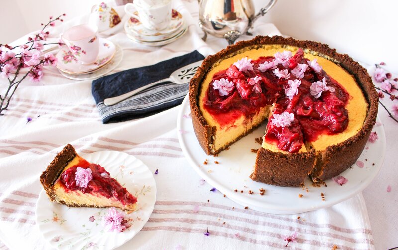 Cherry Cheesecake with Flowers