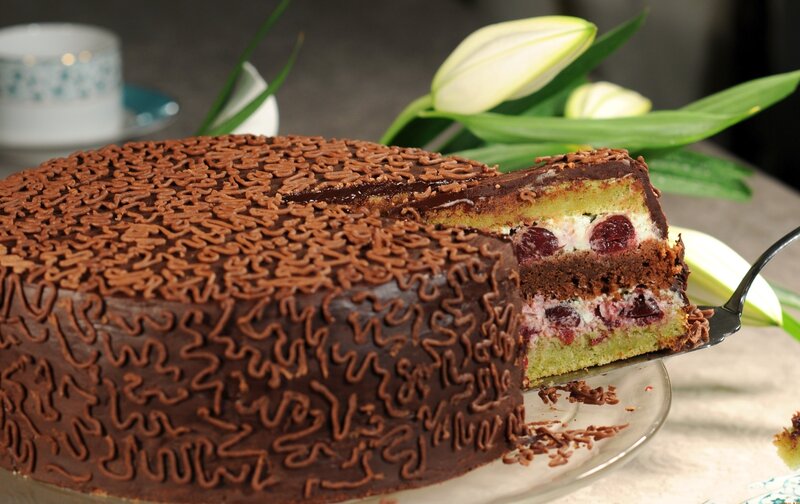 Cherry Chocolate Cake — Brown, Calm