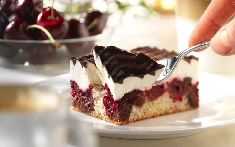 cherry chocolate cake slice