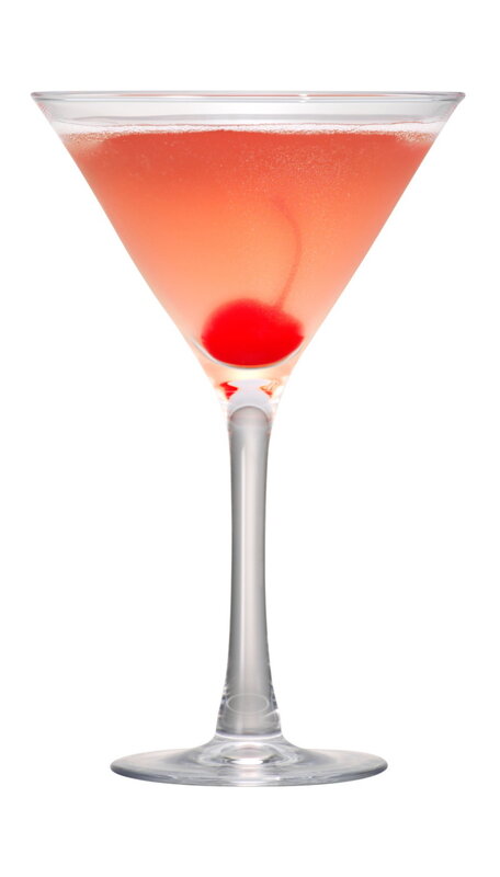 cherry cocktail in a martini glass
