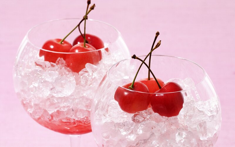 Cherry Cocktails in Glasses
